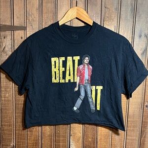 Black Micheal Jackson 'Beat It' Graphic Crop Top